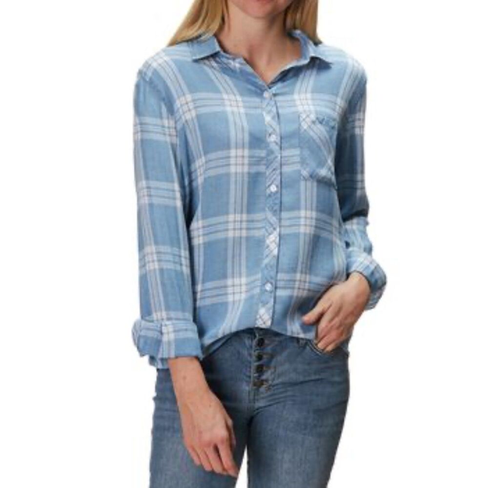 RAILS Hunter Marine White Shirt 100% Lyocell, Sz S